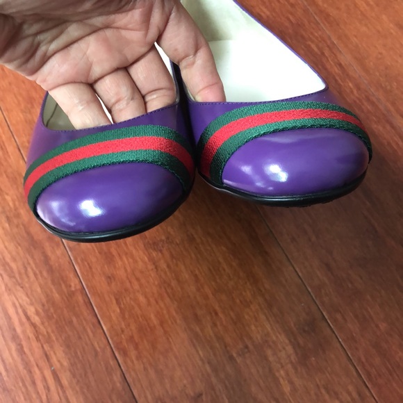 Authentic Gucci Leather ballerina flat with web. 2023 trending vibrant color - Picture 11 of 11